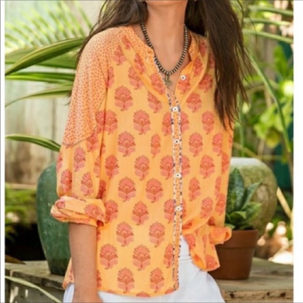 Sundance Rosalie block print blouse XL. Like new!